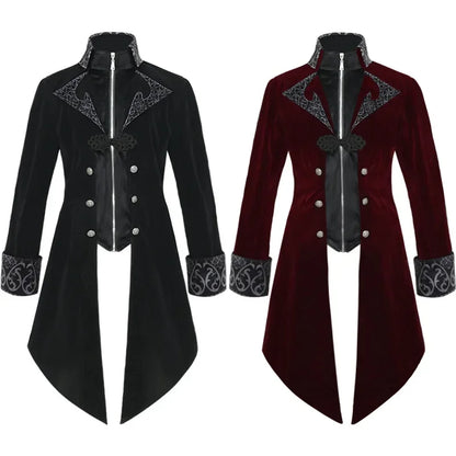 Halloween Formal Costume Men's Steampunk Coats Plus Size S-3XL Men's Medieval Retro Jacket - Black / S