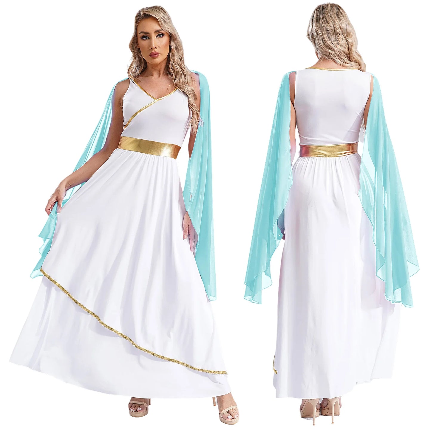 Women's Greek Ancient Princess Deity Queen Flowy Tulle Chiffon Costume - alternate view 10