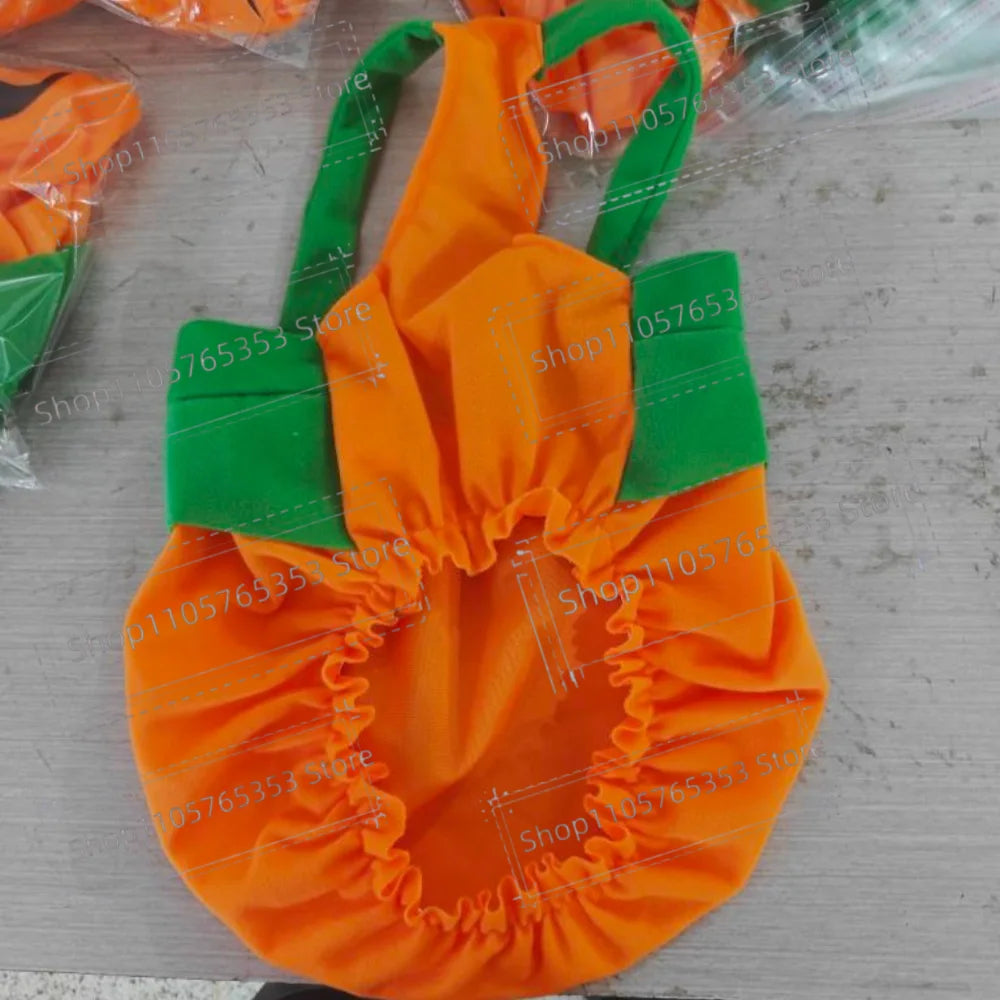 Cute Pumpkin Pet Harness Dress Funny Transformation Outfit Adjustable Pumpkin