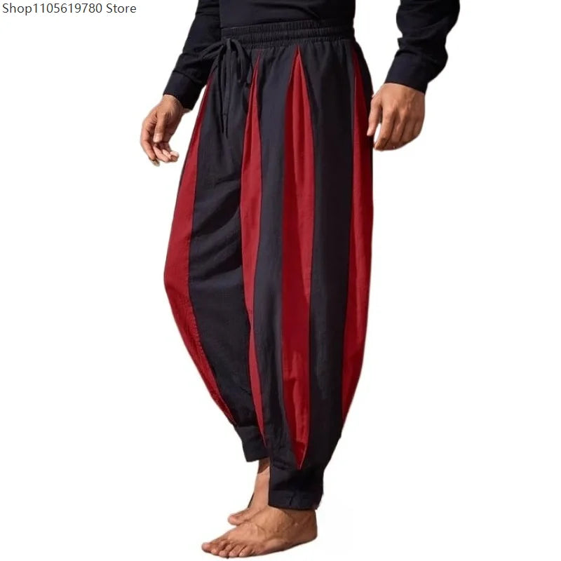 Halloween Costume Renaissance Medieval Men Pirate Circus Clown Costume Knight Trousers - A / S