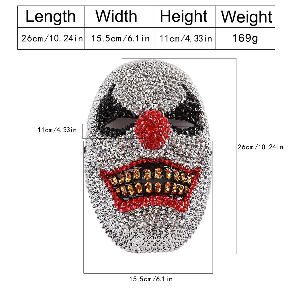 Bling Ghost Clown Mask for Men Costume Accessory Scary Women Mardi Gras Mask for - View 3