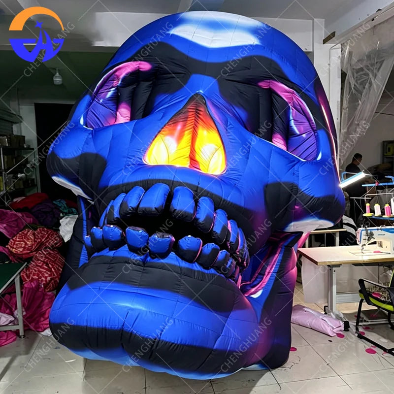Customized Inflatable Halloween Horror Skull Model Halloween Advertising Campaign Decoration Props with Blower