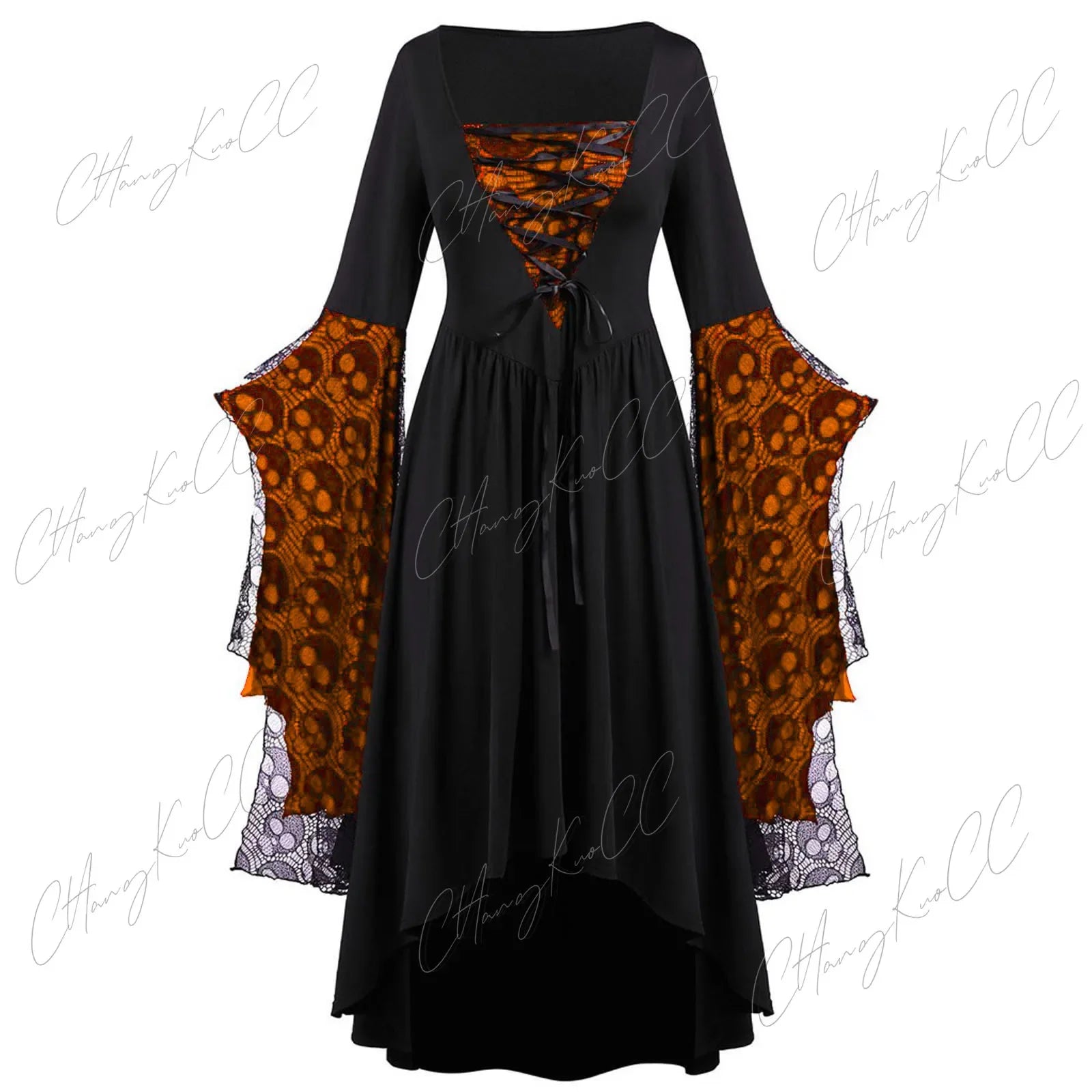Vintage Halloween Cosplay Costume Witch Vampire Gothic Dress Ghost Dresses Up Party Printed Medieval Ghost - product image 7