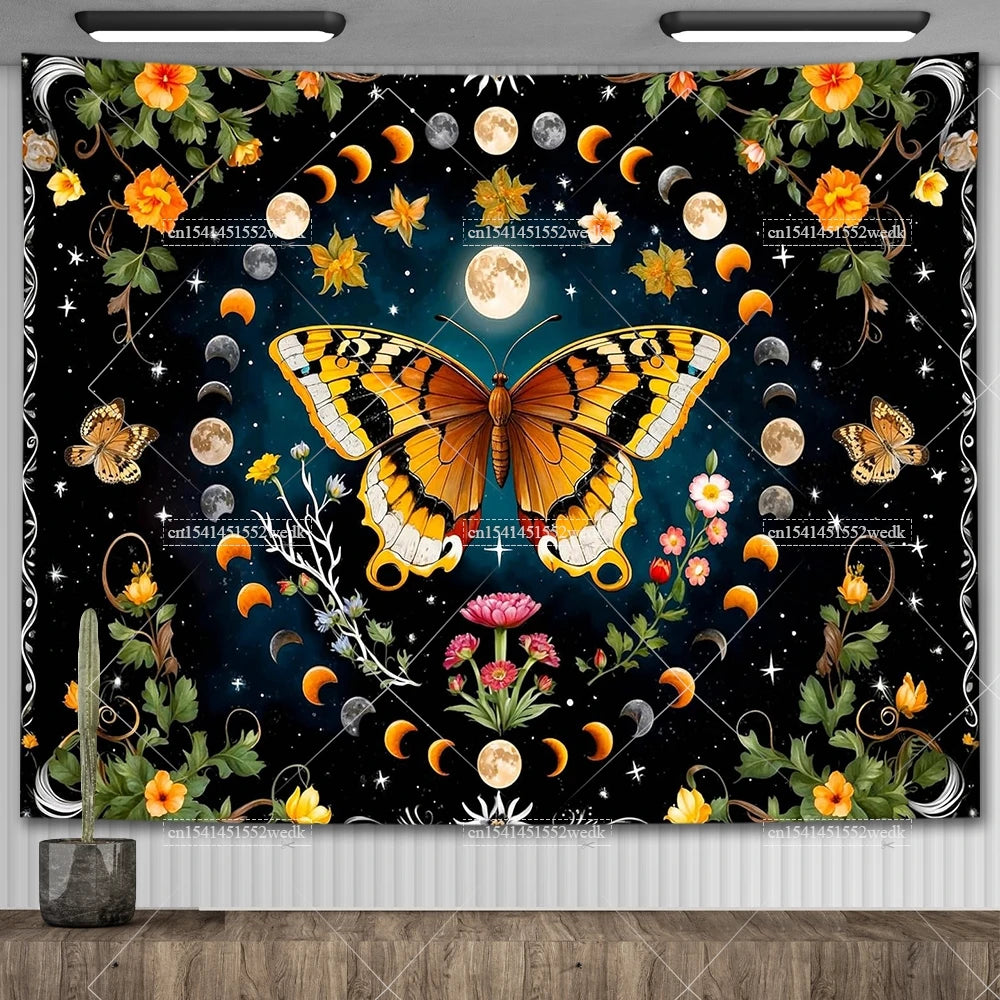 Moon Phase Psychedelic Celestial Tapestry