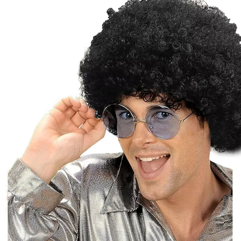 80s Clown Wig Afro Puff Synthetic Halloween Costume Anime Fancy Costume Accessory - Red