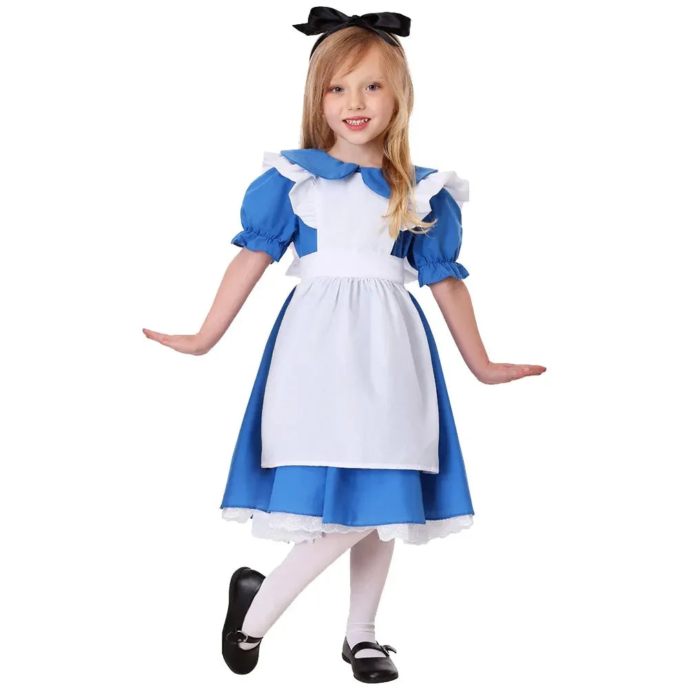 Halloween Dress Up Blue Maid Uniform COS Anime Costumes Alice in Wonderland - product image 5