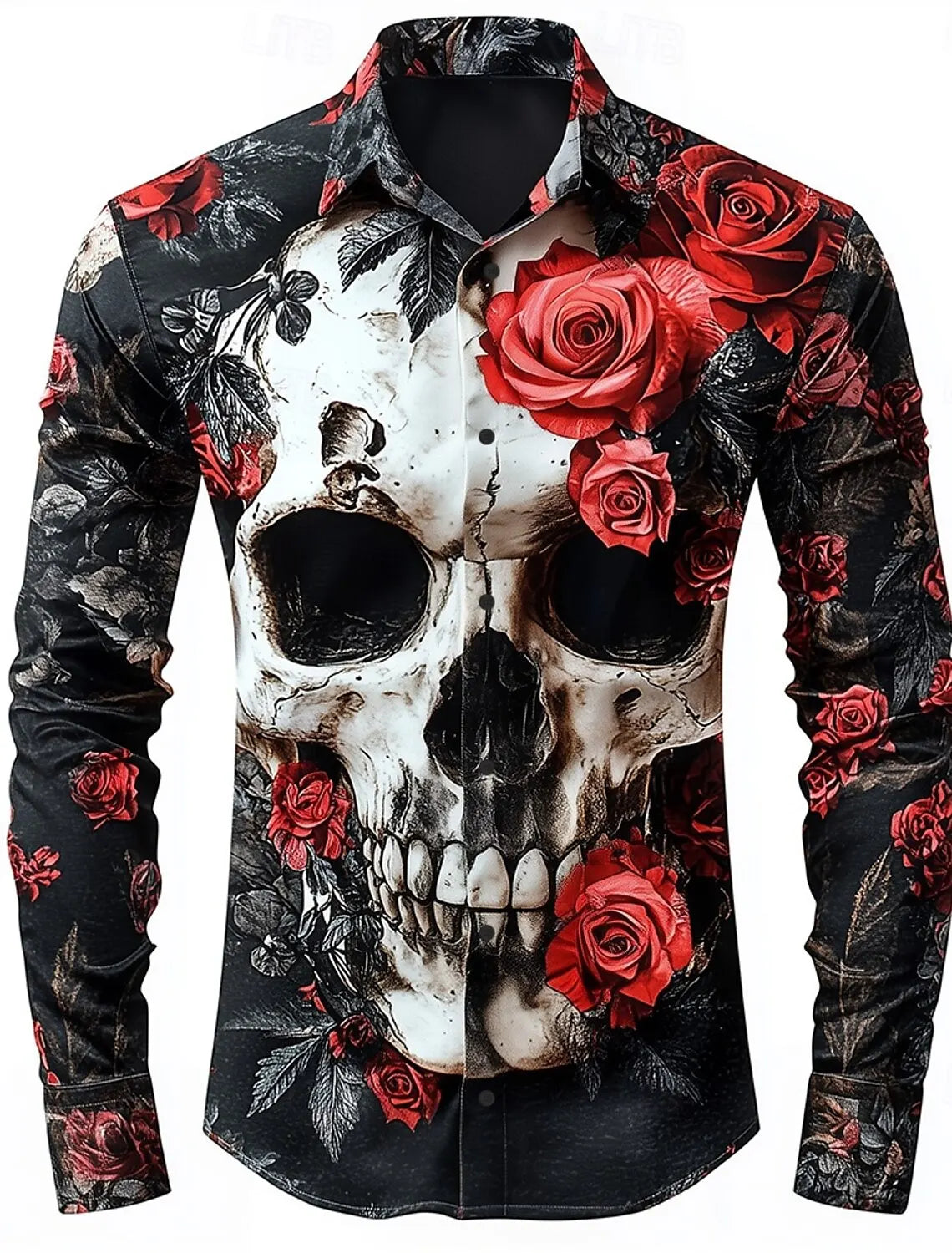 Men's Skeleton Skulls Shirt Button Long Sleeve Costume - alternate view 13
