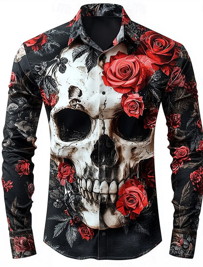 Men's Skeleton Skulls Shirt Button Long Sleeve Costume - alternate view 13