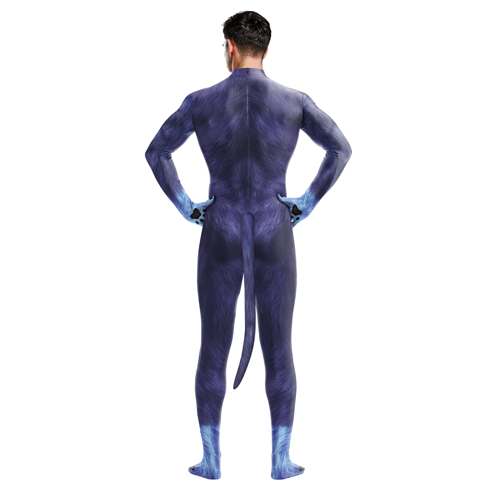 Full Cover Elastic Zentai Pet Suit Jumpsuit Print Catsuit Bodysuits Tail Purim Pet - 1022 / XXXL