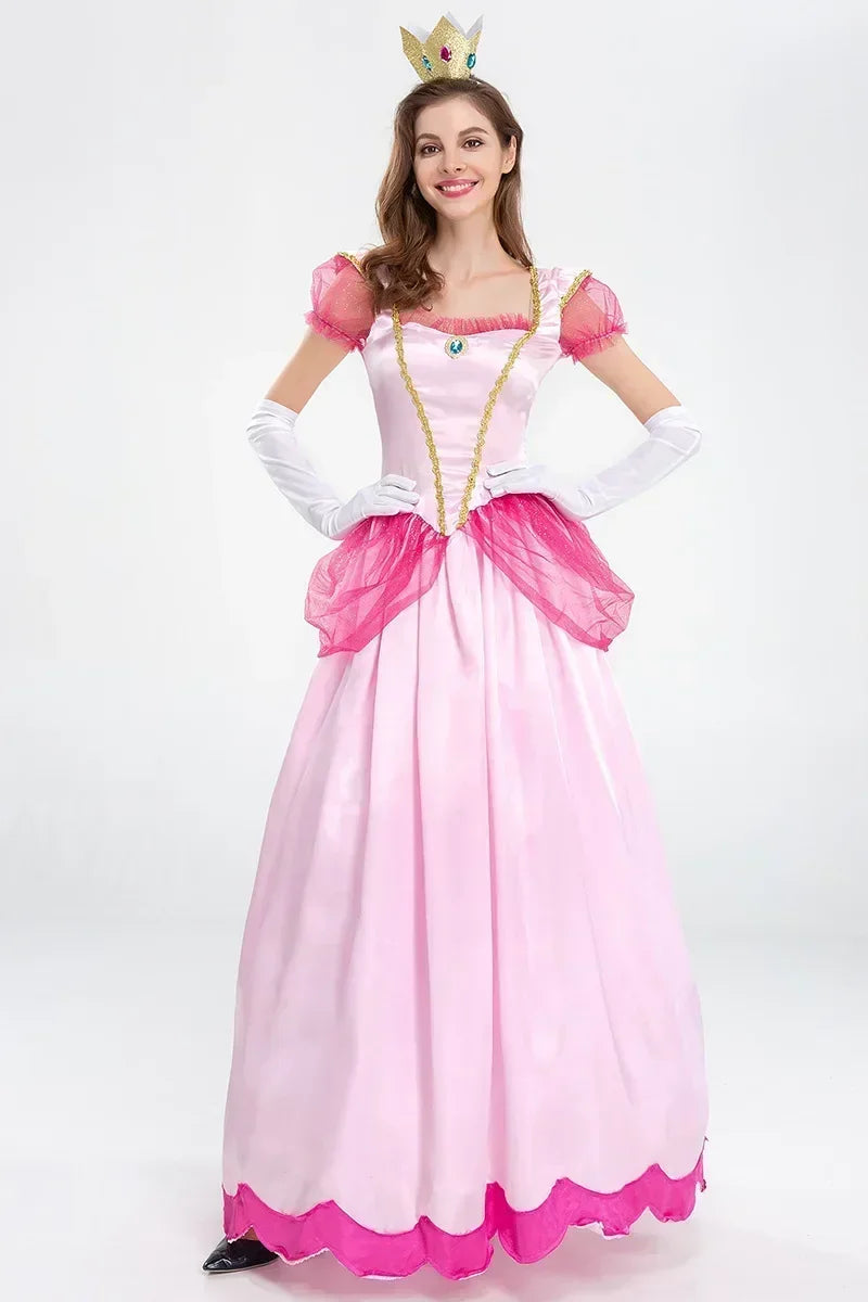 Adult Princess Peach Costume Women Cosplay Party Halloween Masquerade Dress Up Clothing for Women Pink - product image 2