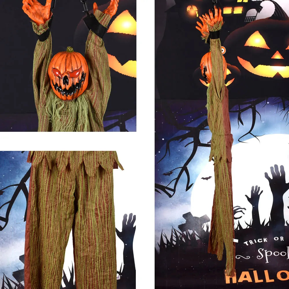 1-Piece Halloween Decoration Hanging Pumpkin Head Scream Sound Party Prop Haunted - product image 5
