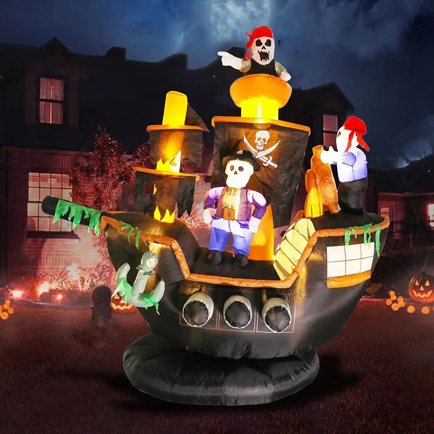 Outdoor Inflatable Decorations, 7ft Giant Pirate Ship Yard Decoration