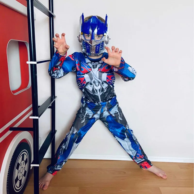 Disguise Robot Warrior Costume ,Muscle Transformer Costumes For Boys, Padded Character Jumpsuit, Kids