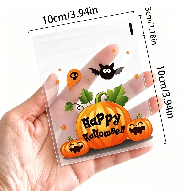 100-Pc Small Halloween Treat Bags Clear Self Adhesive Candy Bags - product image 6