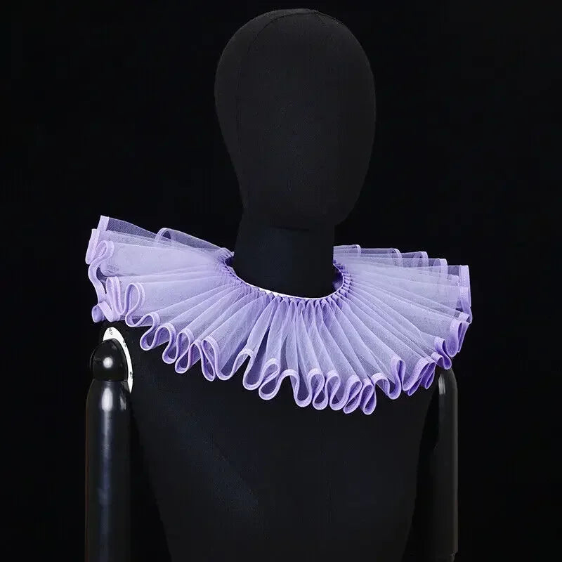Clown Costume Collar Victorian Renaissance Neck Ruffle Choker Vintage Mesh Neck Halloween - Light purple / one size