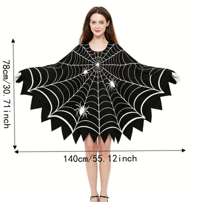 Creative Scary Spider Web Cloak Creepy Black Shawl Poncho Cape Costume - alternate view 6