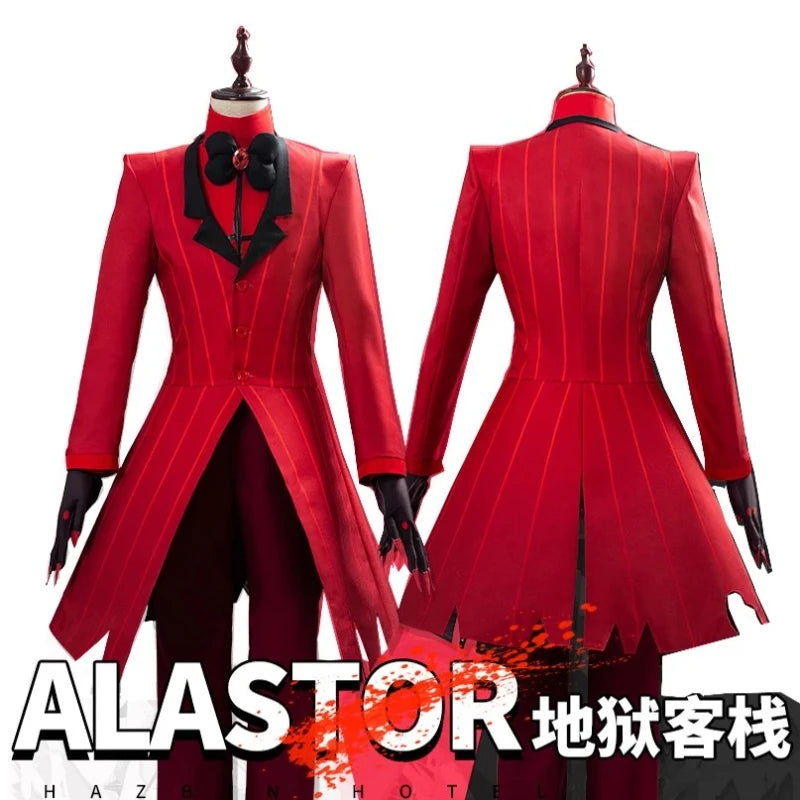 Hazbin Costume Hotel Uniform ALASTOR Costume Adult Men Halloween Jacket Pants Costumes Red - wig / L