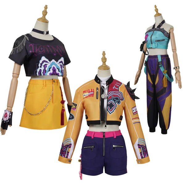 Halloween Adult Kids Street Hip Hop Outfit 3 Styles Printed Crop Top Skirt Shorts Idol - Kids / S