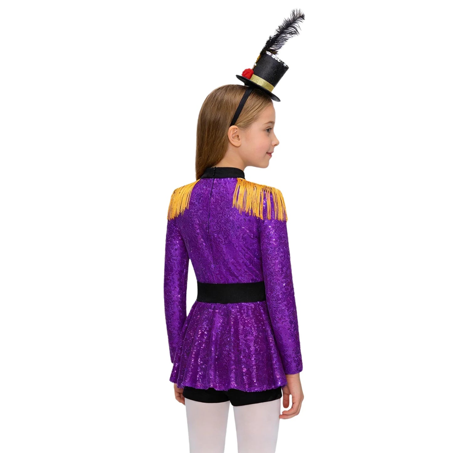 Kids' Ringmaster Circus Long Sleeve Tassel Shoulder Zipper Sequin Tutu Costume - alternate view 3