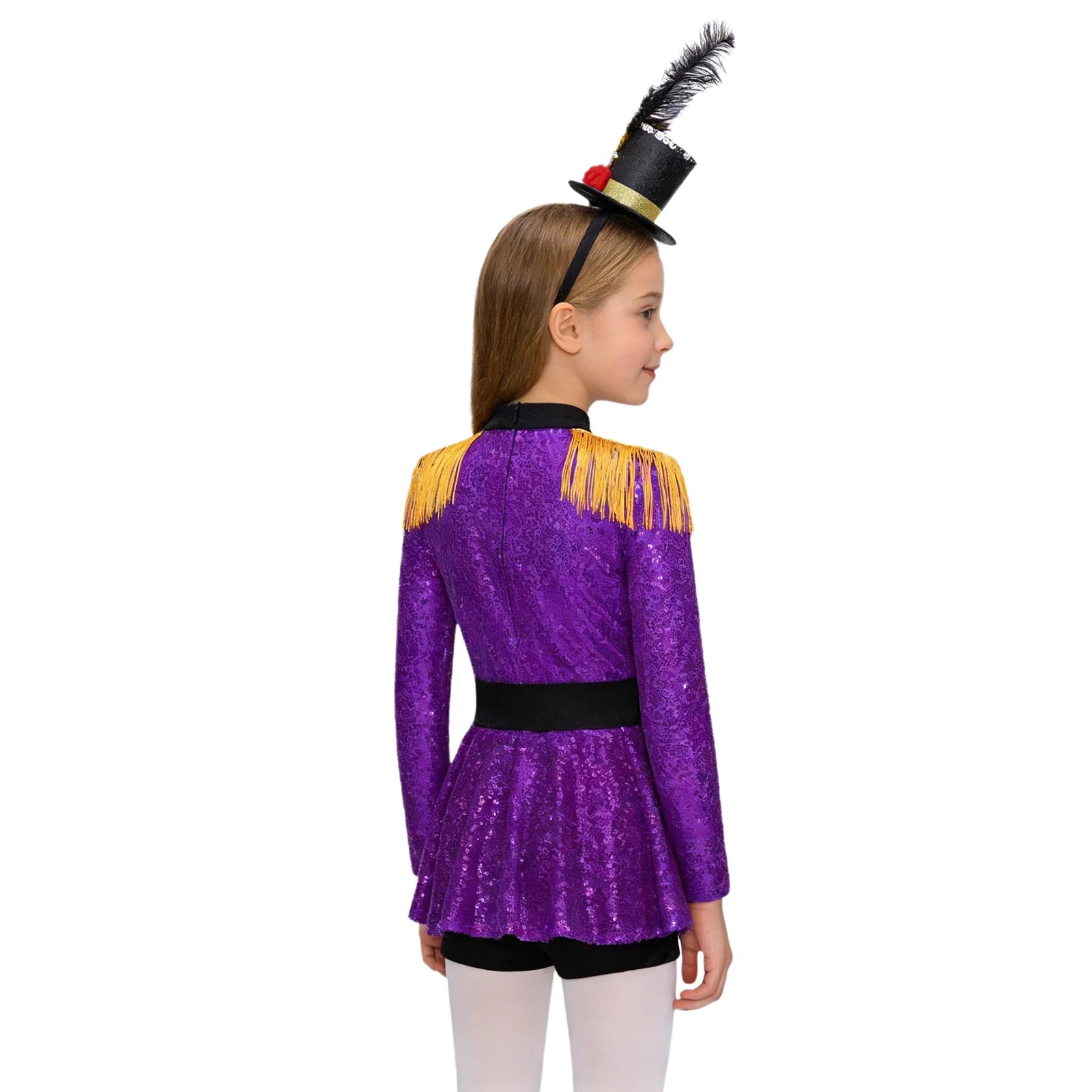Kids' Ringmaster Circus Long Sleeve Tassel Shoulder Zipper Sequin Tutu Costume - alternate view 3