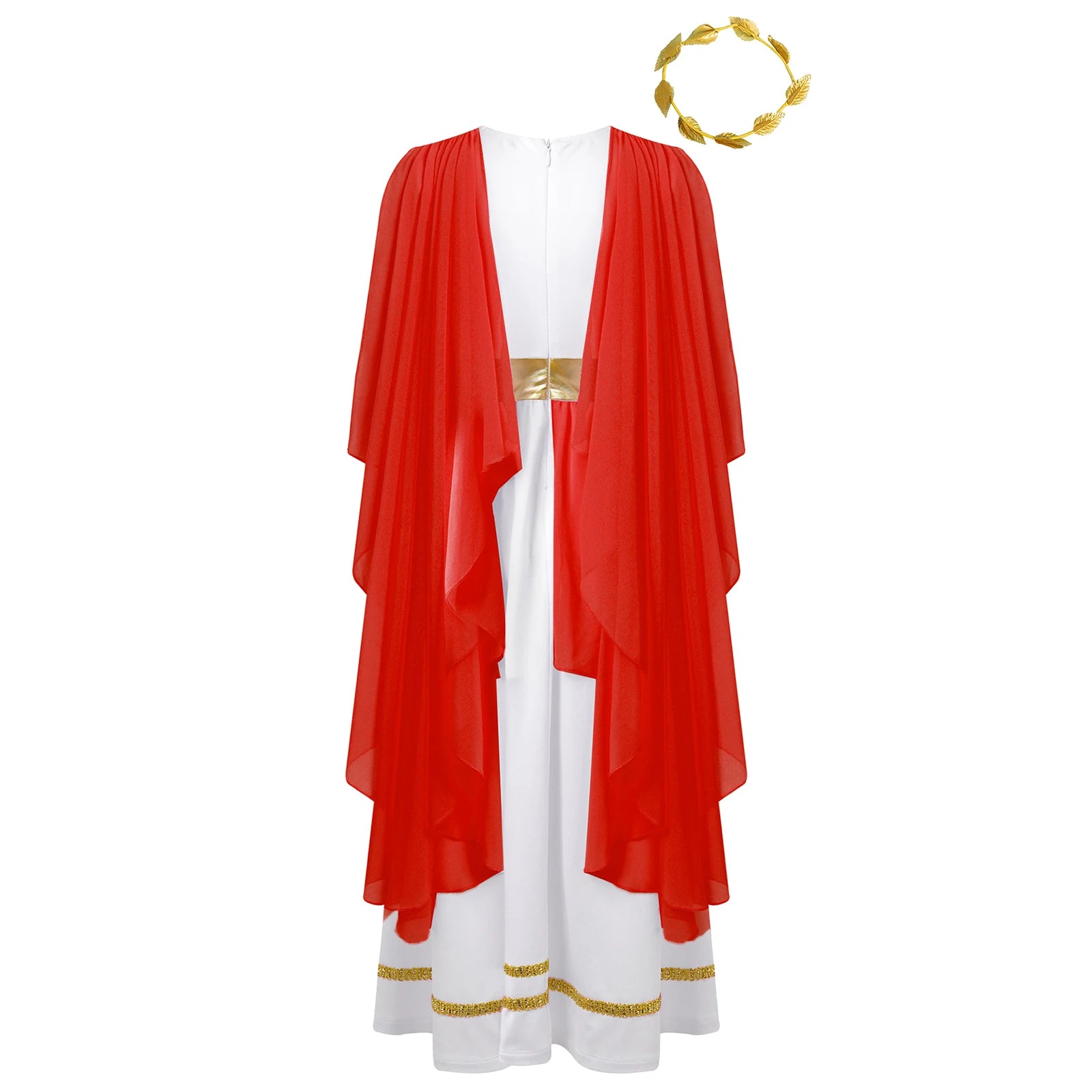 Girls Halloween Greek Deity Beauty Roman Princess Cosplay Costumes Gold Leaves Garland Headwear Cap Sleeve - product image 2