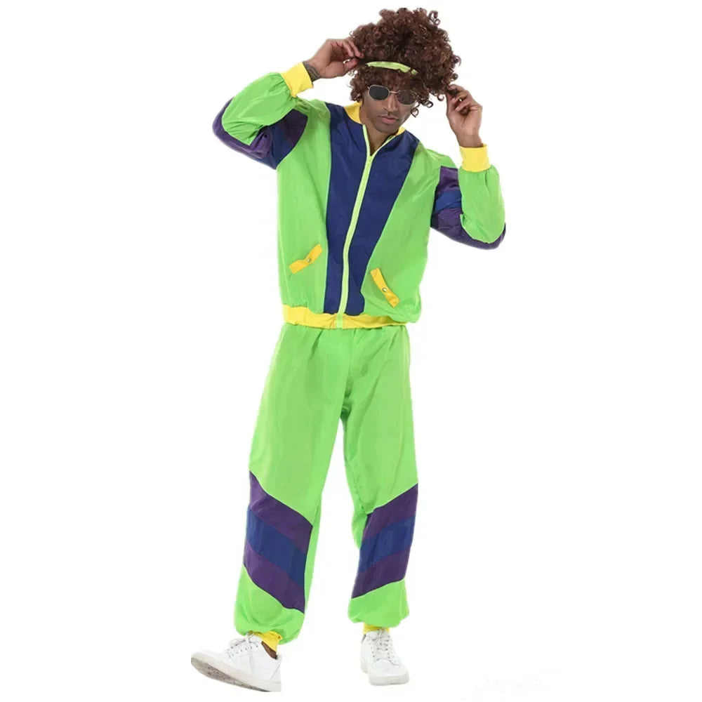 Men's 80s 90s Retro Sportwear Adult Hippie Disco Cosplay Costume Halloween Carnival Suit Party Role Playing - product image 6