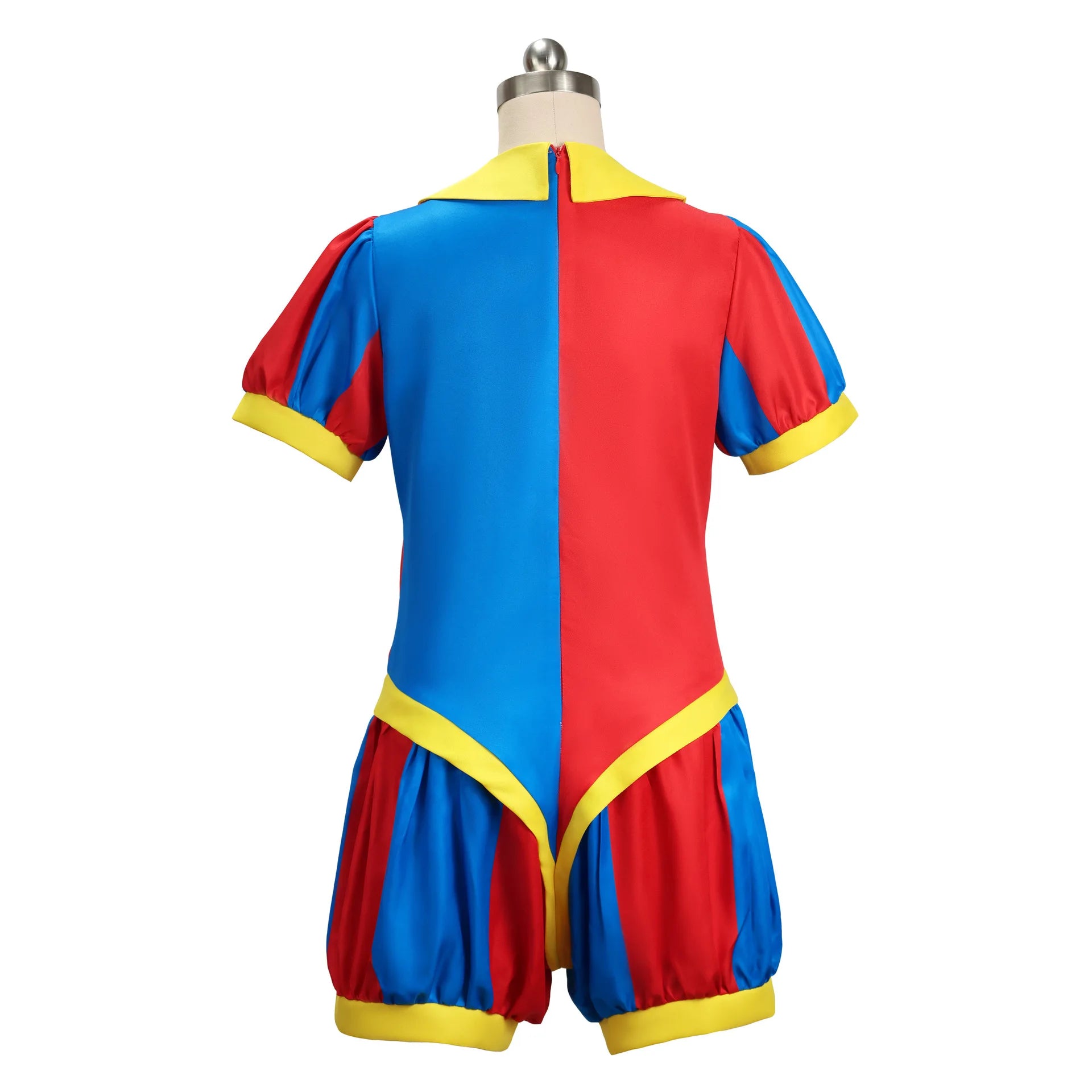 Pomni Costume the Amazing Digital Circus Adult Short Sleeve Color Block Clown Romper - Child
