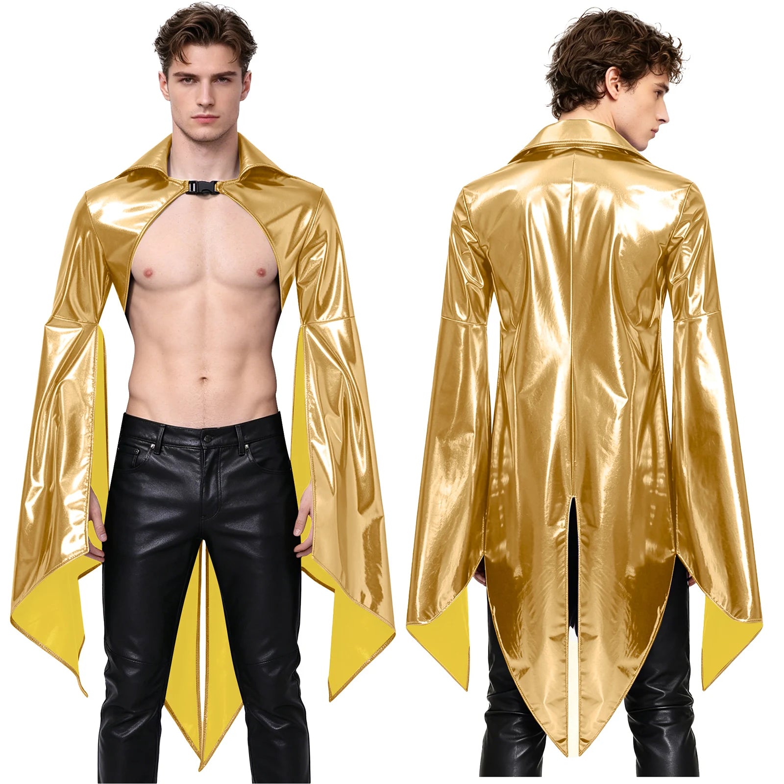 Men's Medieval Vampire Long Sleeve Steampunk Gothic Cloak Costume - alternate view 8