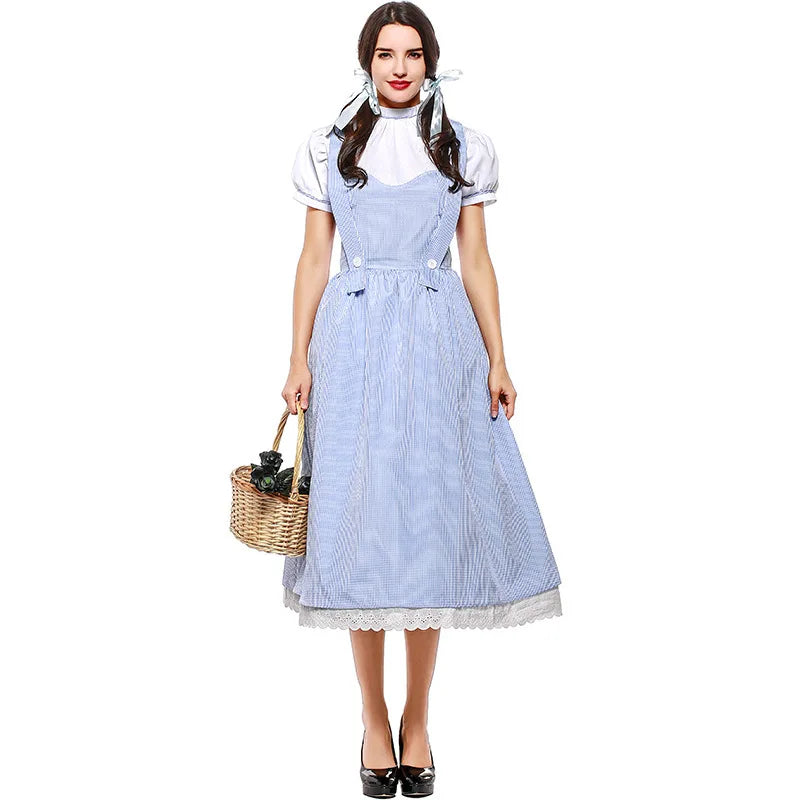 Halloween Costume Fairy Tale the Wizard of Oz Actress Dorothy Alice Dress - WHITE / XXL