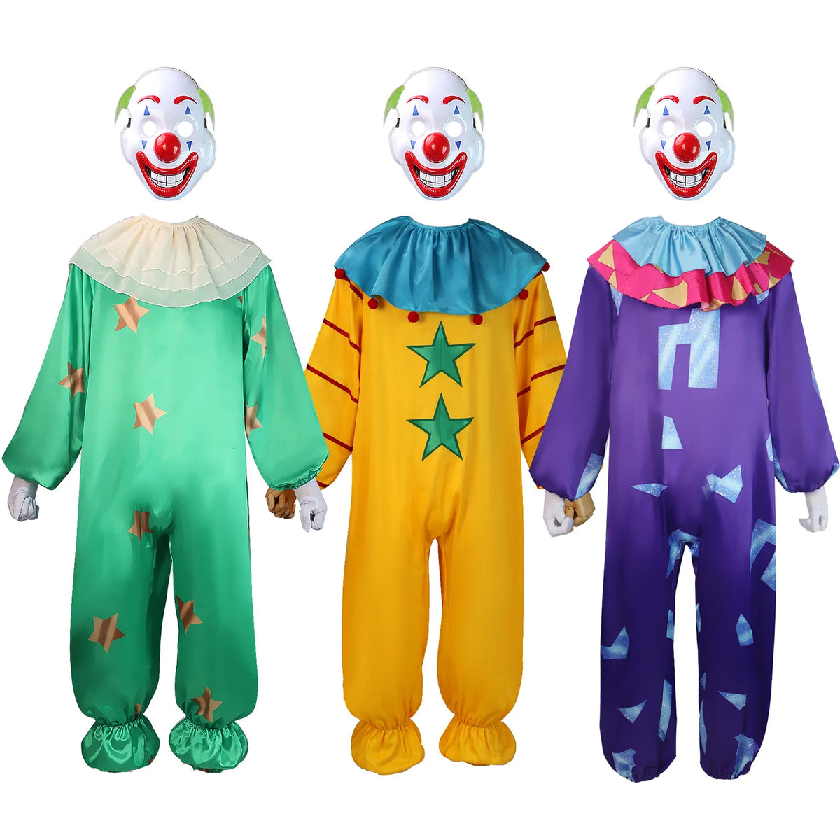 Clown Jumpsuit Costume with Mask for Kids & Adults