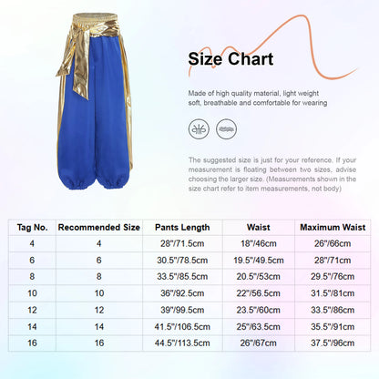 Kids' Arab Prince Satin Dhoti Pants Elastic Waistband Loose Baggy Trousers Costume - alternate view 6