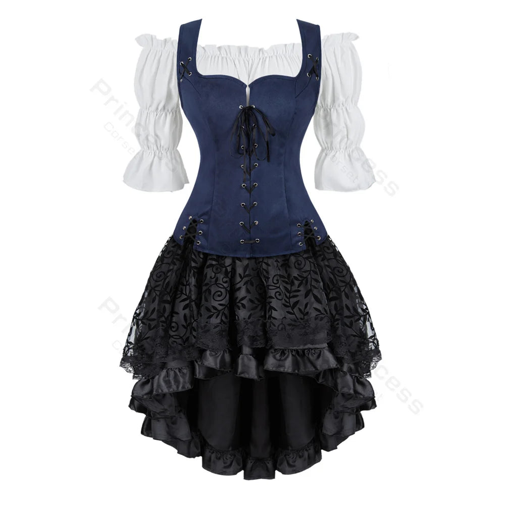 Pirate Dress Costume Halloween Cosplay Outfit Medieval Renaissance Dress Shoulder Off Women Costume XS-XXXL - product image 5