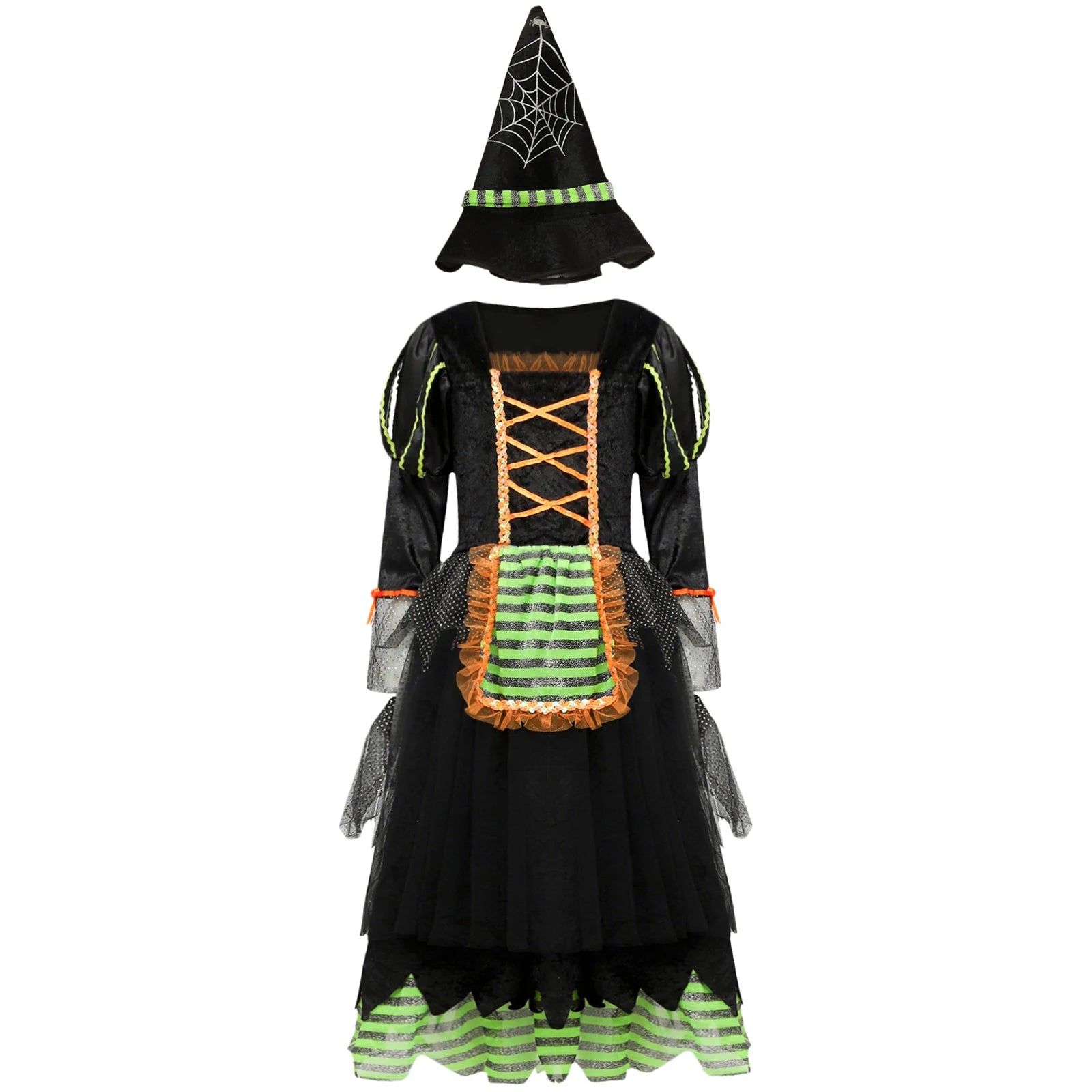 Girls Witch Dress Long Sleeve Shiny Sequin Mesh Sorceress Dresses with Hat Halloween Theme Party Cosplay - product image 7