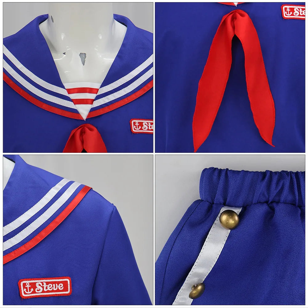 Steve Harrington Costume Scoops Ahoy Robin Costume Sailor Girl Skirt Uniform Suit Outfit - Female / XS