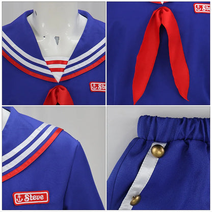 Steve Harrington Costume Scoops Ahoy Robin Costume Sailor Girl Skirt Uniform Suit Outfit - Female / XS