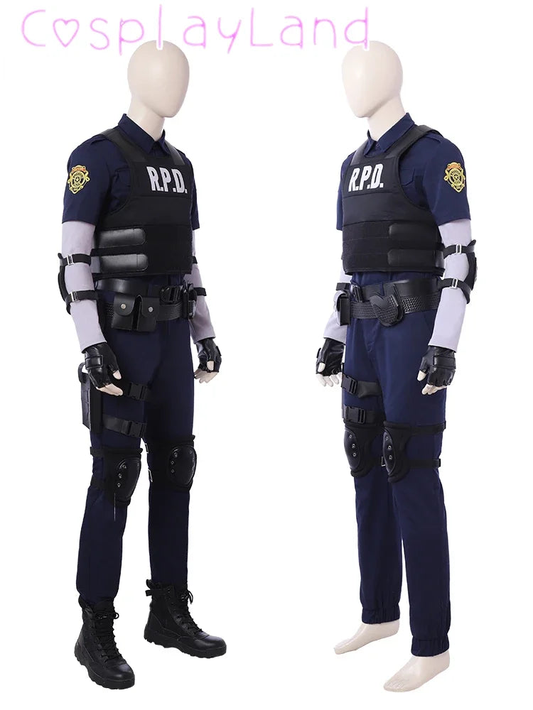 Resident 2 Cosplay Re Costume With Leon Vest Men's Halloween Costumes - view 3