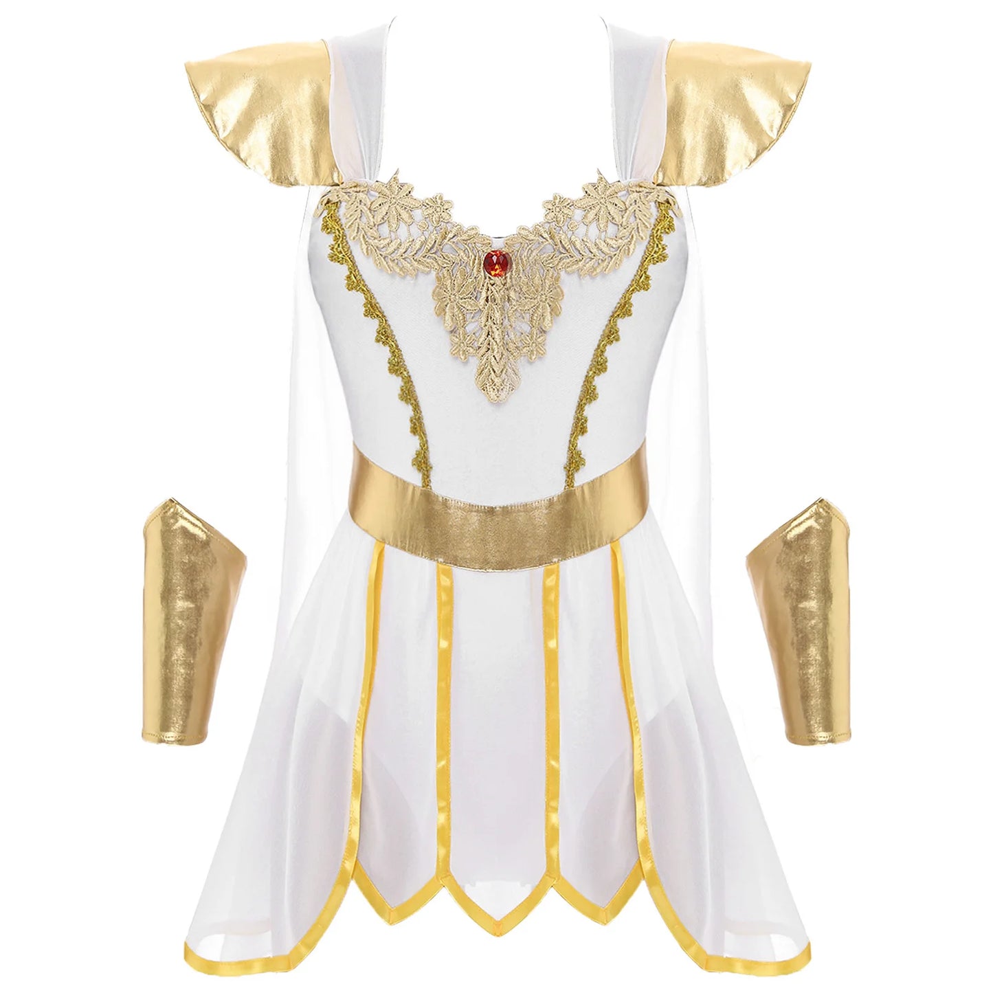 Halloween Ancient Greek Queen Bodysuit Athena Toga Costume Asymmetrical Egyptian Robe - View 7