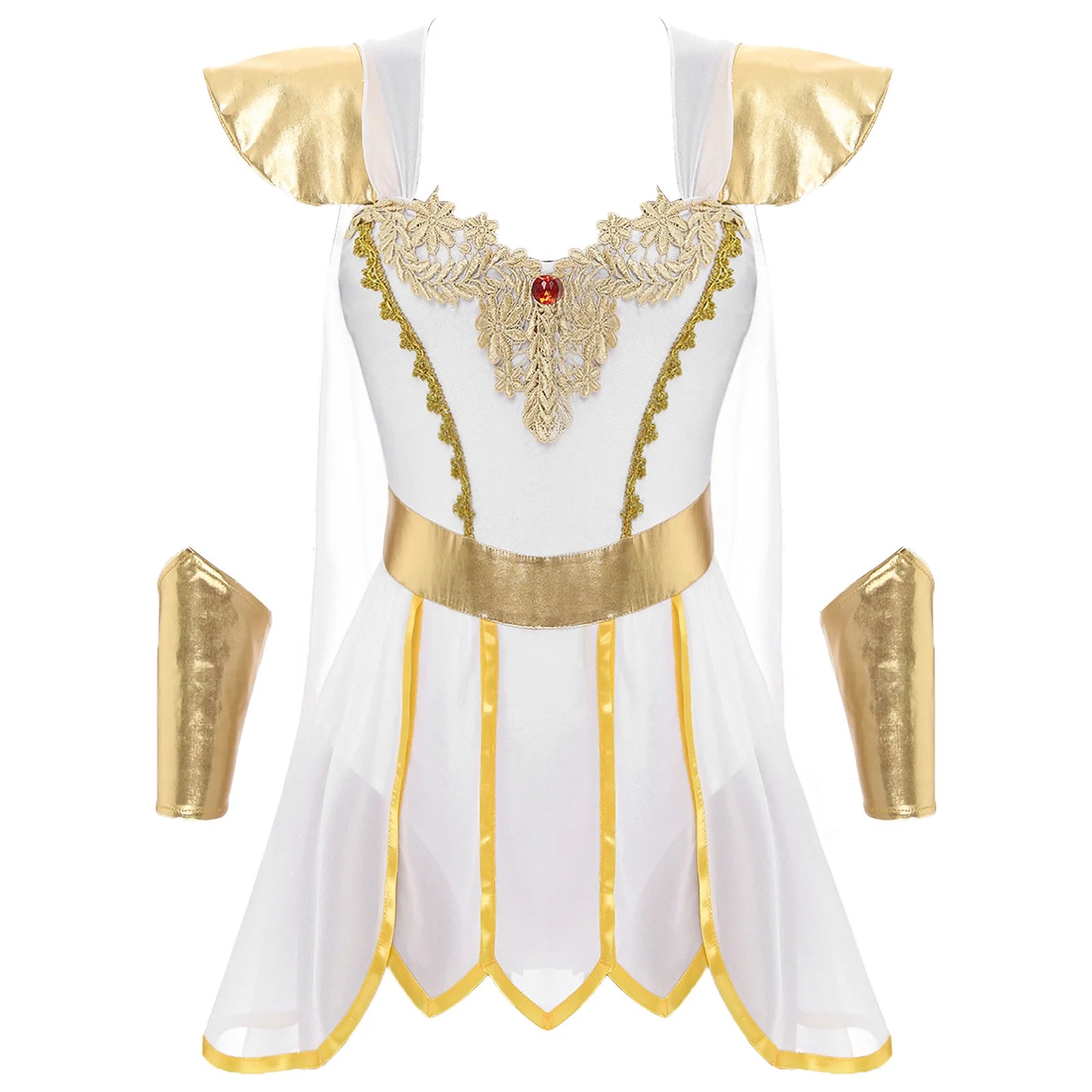 Halloween Ancient Greek Queen Bodysuit Athena Toga Costume Asymmetrical Egyptian Robe - View 7