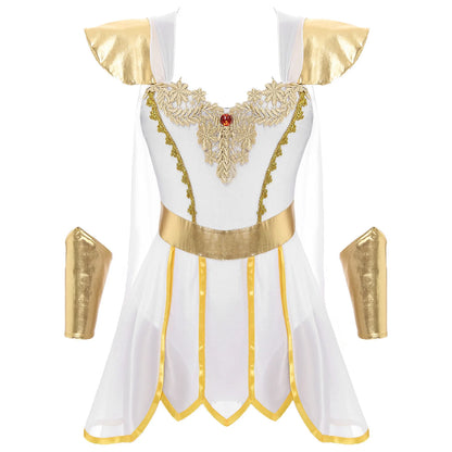 Halloween Ancient Greek Queen Bodysuit Athena Toga Costume Asymmetrical Egyptian Robe - View 7