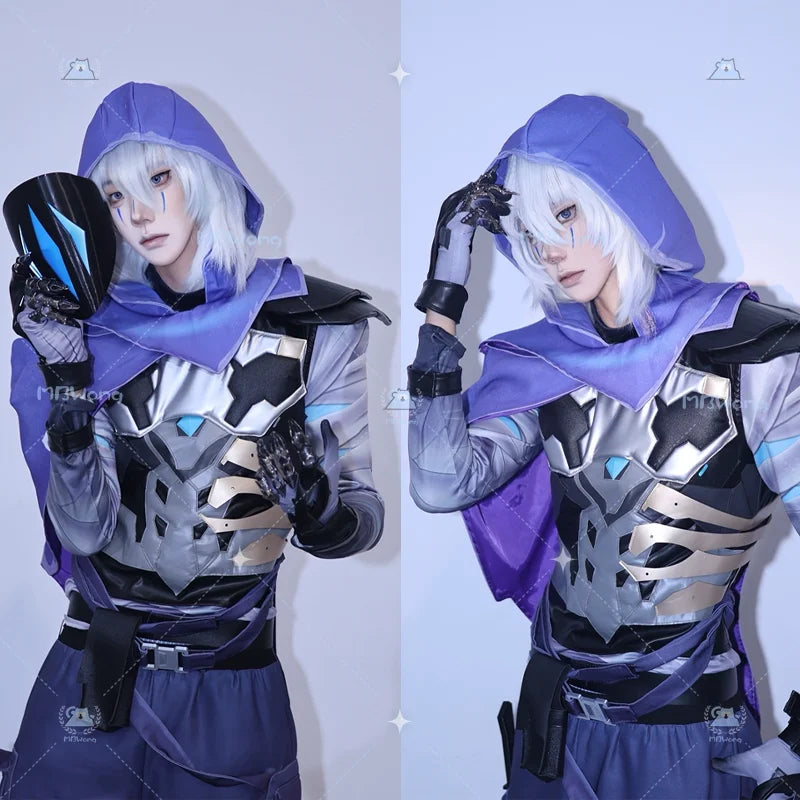 Game Valor Omen Costume Controller Omen Outfit Set Mask Shoes for Hallowmas Adult Women - Non luminous mask / S