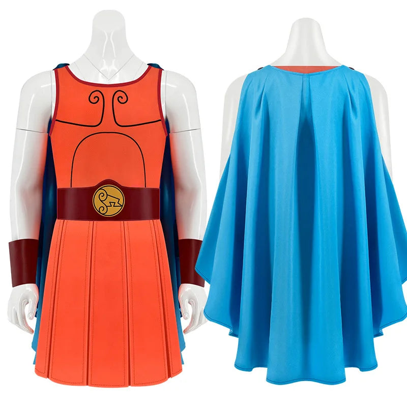 Movie Hercules Costume for Adult Kids Man Boys Top Cloak Belt Men Halloween Male Outfit - costume / XL