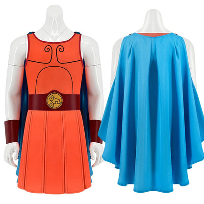 Movie Hercules Costume for Adult Kids Man Boys Top Cloak Belt Men Halloween Male Outfit - costume / XL