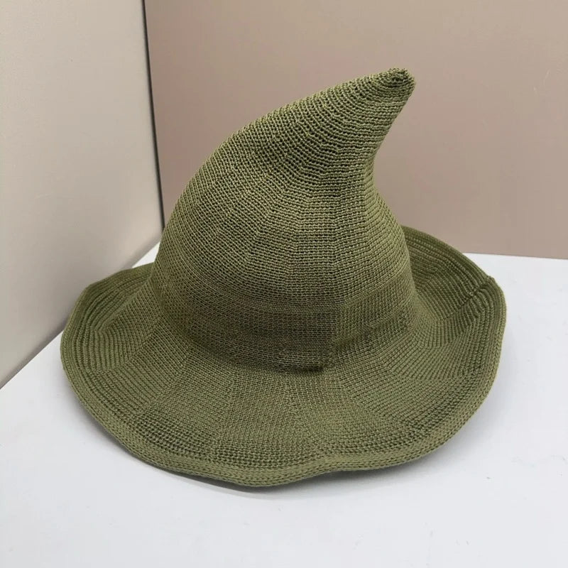 Women's Witch Hat for Halloween Wool Hats Wide Brim Spire Knitted Cap Party and Daily - product image 9