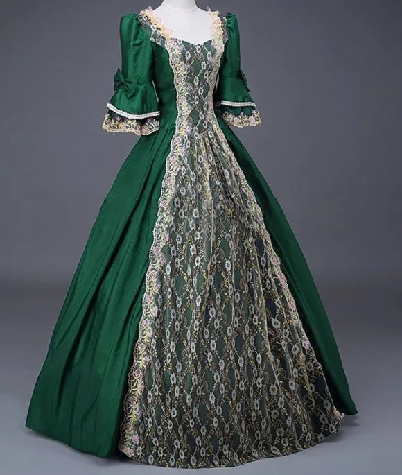 Halloween Costume for Adult Women's Palace Court Medieval Renaissance Retro Gothic - color 15 / M
