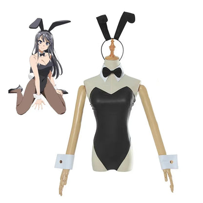 Sexy Bunny Girl Cosplay Bodysuit Sakurajima Mai Bunny Girl Senpai Cosplay Costume Jumpsuit Faux Leather Woman Rabbit Costumes