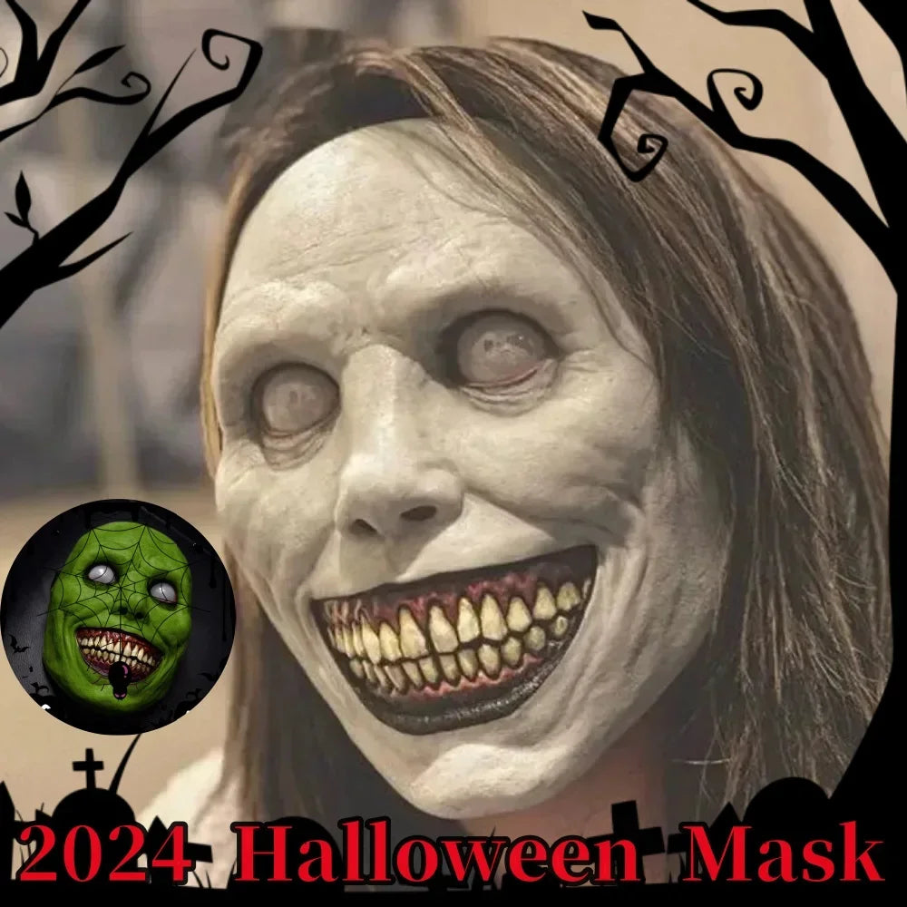 Creepy Halloween Mask Smiling Demon Scary Adults Masks Costume Creepy Costume Huanted - Green-10Pcs