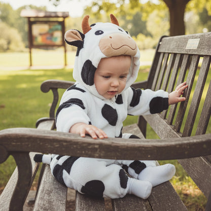 Halloween Costumes Baby Romper Sleeve Hooded Fall Bodysuit Cow Costume Halloween for - A / 80CM