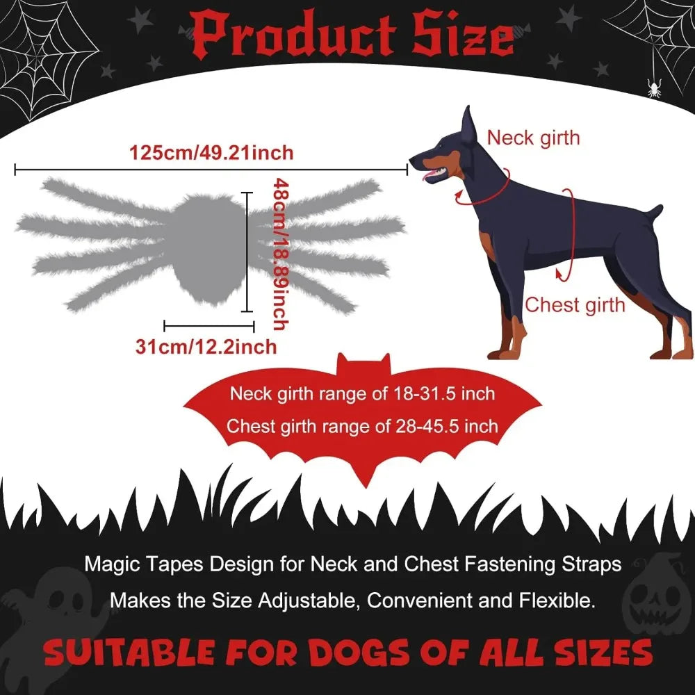 Large Dog Costume Spider Costume with LED Purple Lights Funny for Dogs Pets Clothes