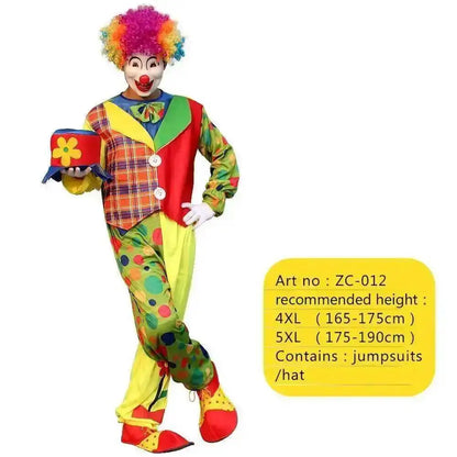 Adults Clown Costumes Joker Bodysuit for Men Magician Performance Fancy Halloween Outfits - Zc-004 / 4xl height165-175cm