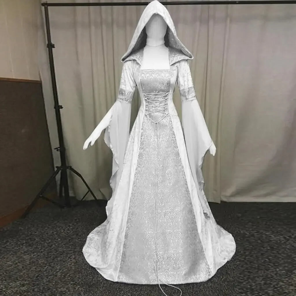 Women's Deluxe Witch Dress Medieval Renaissance Maxi Train Dress Halloween Devil Pagan Witch Wedding Cos - product image 4